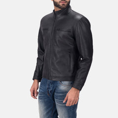Austere Matte-Finish Black Leather Biker Jacket