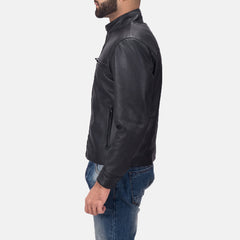 Austere Matte-Finish Black Leather Biker Jacket
