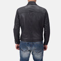 Austere Matte-Finish Black Leather Biker Jacket