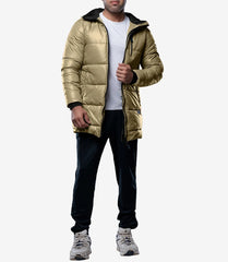 Alton Men's Beige Mid-Length Hooded Puffer Coat