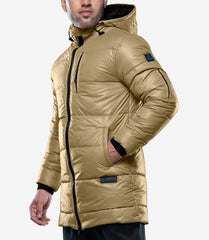 Alton Men's Beige Mid-Length Hooded Puffer Coat