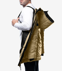 Alton Men's Beige Mid-Length Hooded Puffer Coat