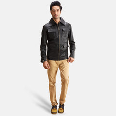 Raven Leather Jacket In Black