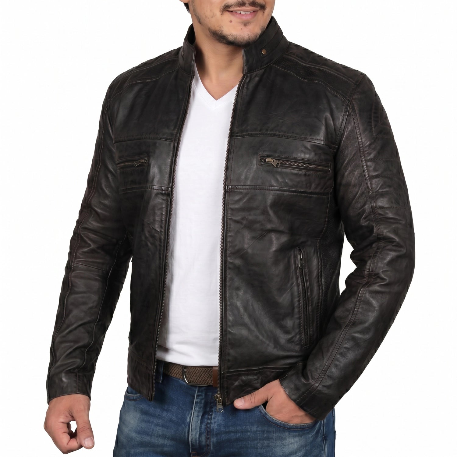Black Cafe Racer Leather