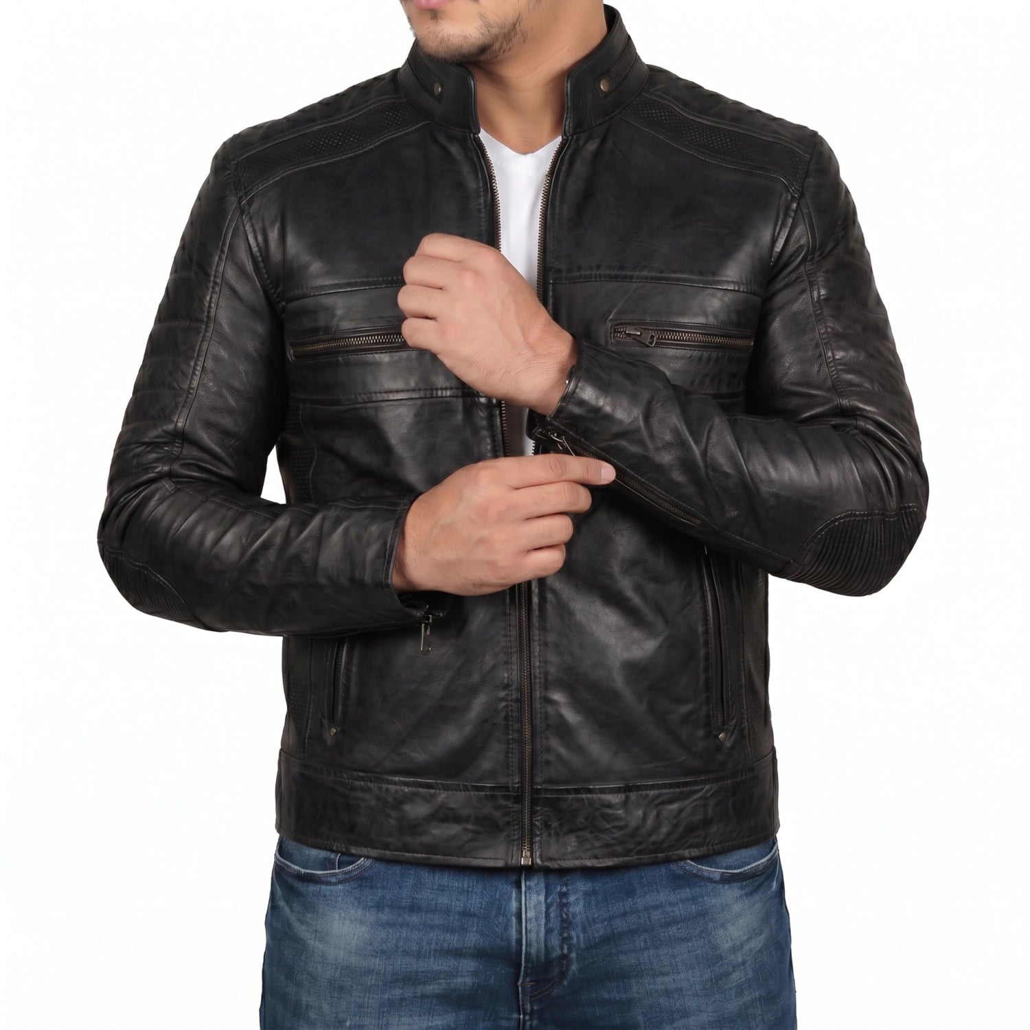 Black Cafe Racer Leather