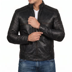 Black Cafe Racer Leather