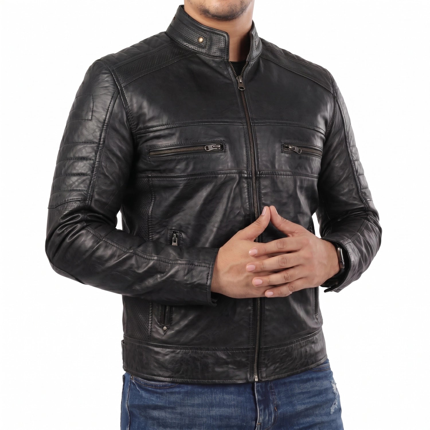 Black Cafe Racer Leather