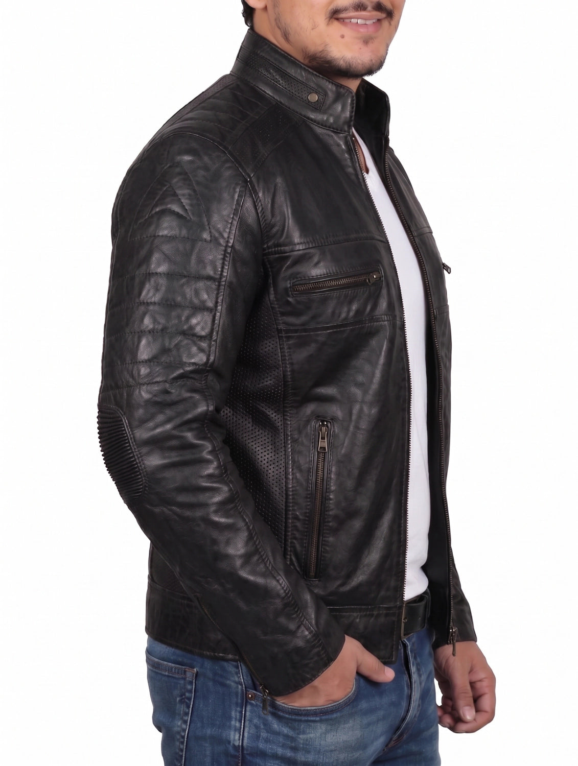 Black Cafe Racer Leather
