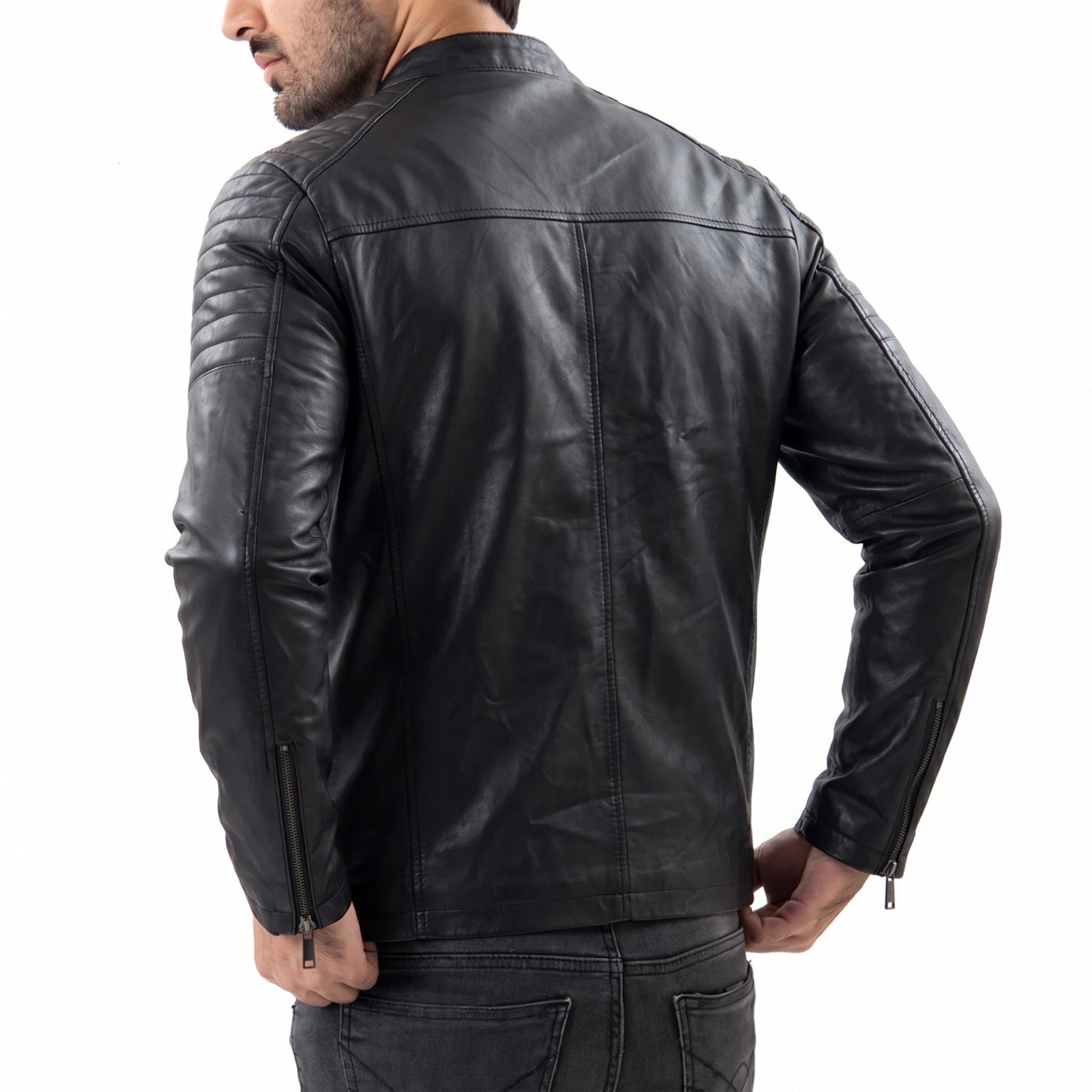 Black Leather Motorcycle Jacket Drake