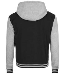 Men's Black & Grey Varsity Hoodie Jacket - Baseball Style