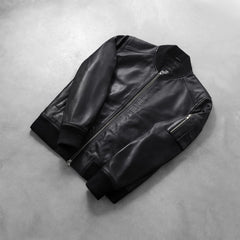 Bomia Ma-1 Black Leather Bomber