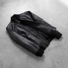 Bomia Ma-1 Black Leather Bomber
