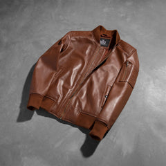 Bomia Ma-1 Brown Leather Bomber