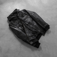 Bouncer Biz Bomber Jacket In Black Leather