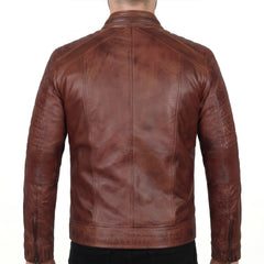 Brown Cafe Racer Leather Jacket