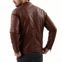 Brown Leather Motorcycle Jacket Drake