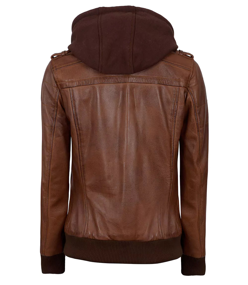 Edinburgh Women Brown Bomber Leather Jacket