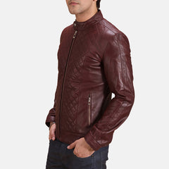 Burgunn Dee Maroon Leather Biker