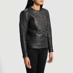 Celeste Black Leather Jacket With Studs