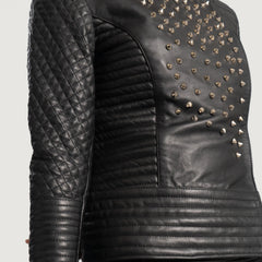 Celeste Black Leather Jacket With Studs