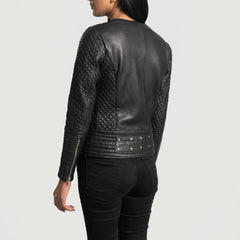 Celeste Black Leather Jacket With Studs