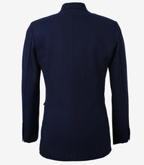 Women's Navy Blue Wool Blazer with Notch Lapel and Single Button
