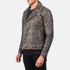 Danny Quilted Leather Biker Jacket In Brown