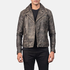 Danny Quilted Leather Biker Jacket In Brown