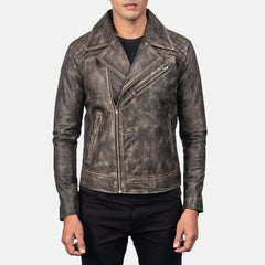Danny Quilted Leather Biker Jacket In Brown