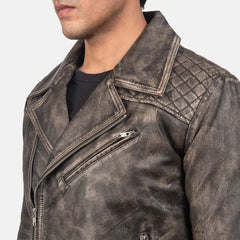Danny Quilted Leather Biker Jacket In Brown