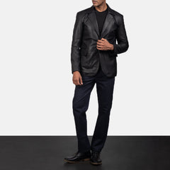 Daron Leather Blazer In Black