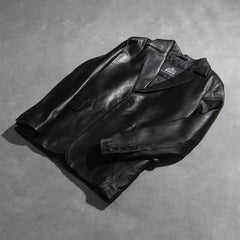 Daron Leather Blazer In Black