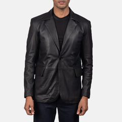 Daron Leather Blazer In Black