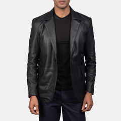 Daron Leather Blazer In Black