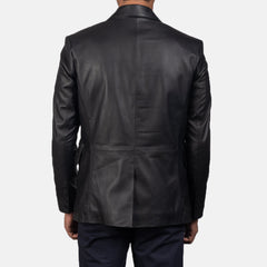 Daron Leather Blazer In Black