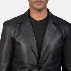 Daron Leather Blazer In Black