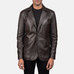Daron Leather Blazer In Brown