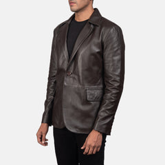 Daron Leather Blazer In Brown
