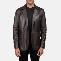 Daron Leather Blazer In Brown