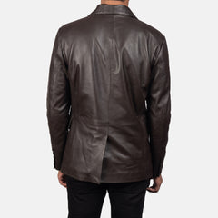 Daron Leather Blazer In Brown