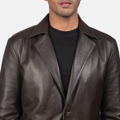 Daron Leather Blazer In Brown