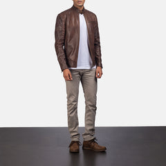 Dean Leather Biker Jacket In Brown