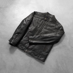 Dean Leather Biker Jacket In Black