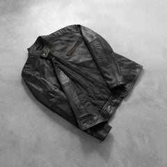 Dean Leather Biker Jacket In Black