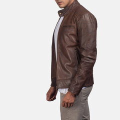 Dean Leather Biker Jacket In Brown