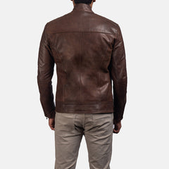 Dean Leather Biker Jacket In Brown