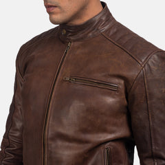 Dean Leather Biker Jacket In Brown