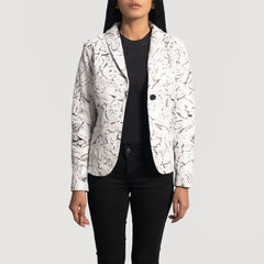 Donna Blake Leather Blazer In White