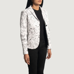 Donna Blake Leather Blazer In White