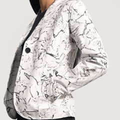 Donna Blake Leather Blazer In White